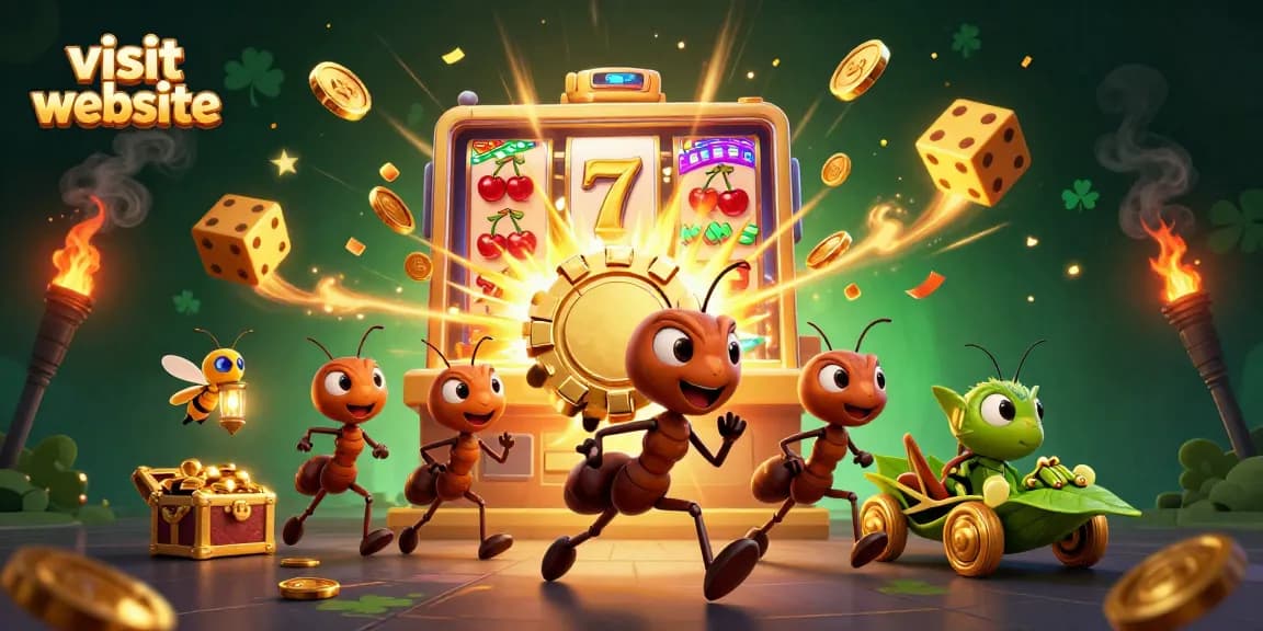 Visit website for exciting gambling action with a whimsical team of cartoon ants on a heist.