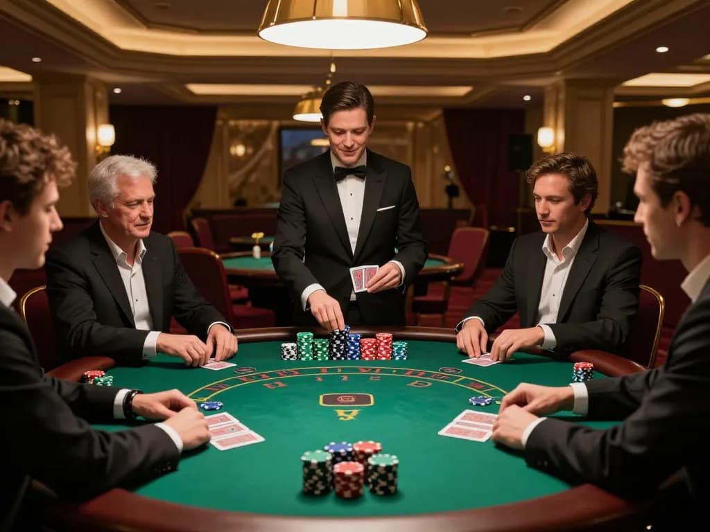 Players engaging in strategic blackjack game at luxurious casino table with C168 atmosphere.