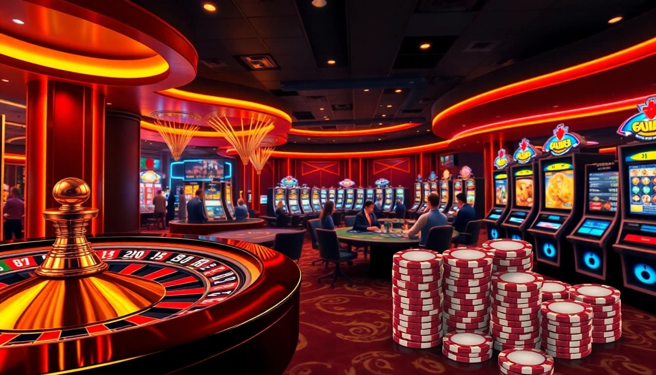 Experience LUCK8 action with thrilling casino games and vibrant poker chips in a luxurious setting.