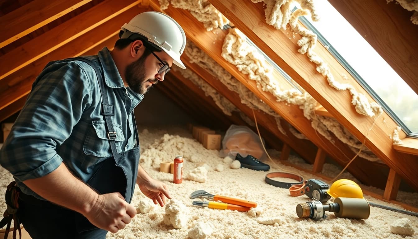 Get a comprehensive spray foam removal quote as a contractor inspects insulation materials.