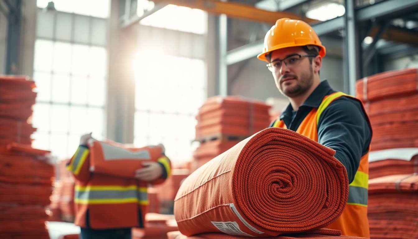 fire blanket manufacturer showcasing quality fire blankets in a professional setting