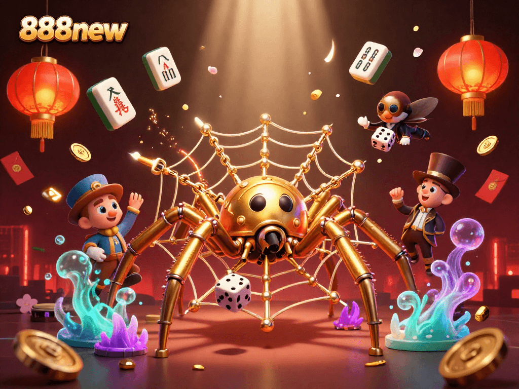 Engage in thrilling games at 888new with dynamic casino elements and a steampunk spider theme!