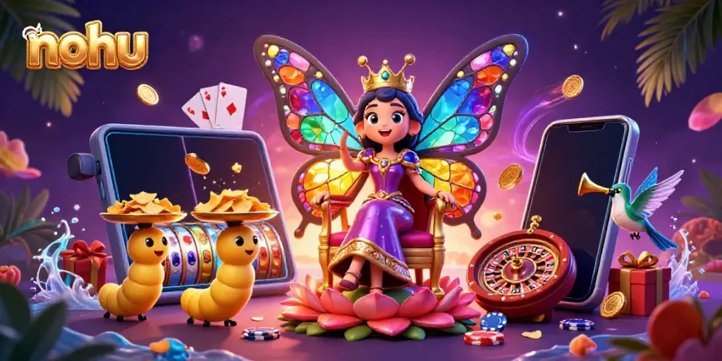 Experience the vibrant nohu casino atmosphere with stunning 3D characters, slot games, and magical effects.