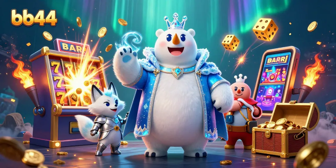Win big with bb44 in this vibrant 3D casino-themed illustration featuring exciting gaming elements.