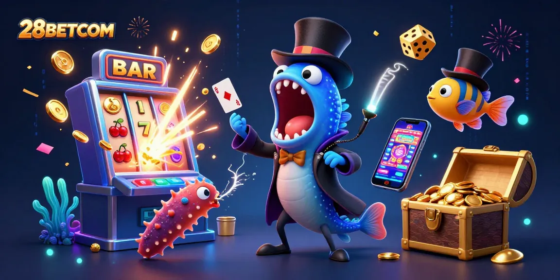 Experience thrilling action at 28BETCOM with vibrant 3D gaming characters performing magic in a dynamic casino scene.