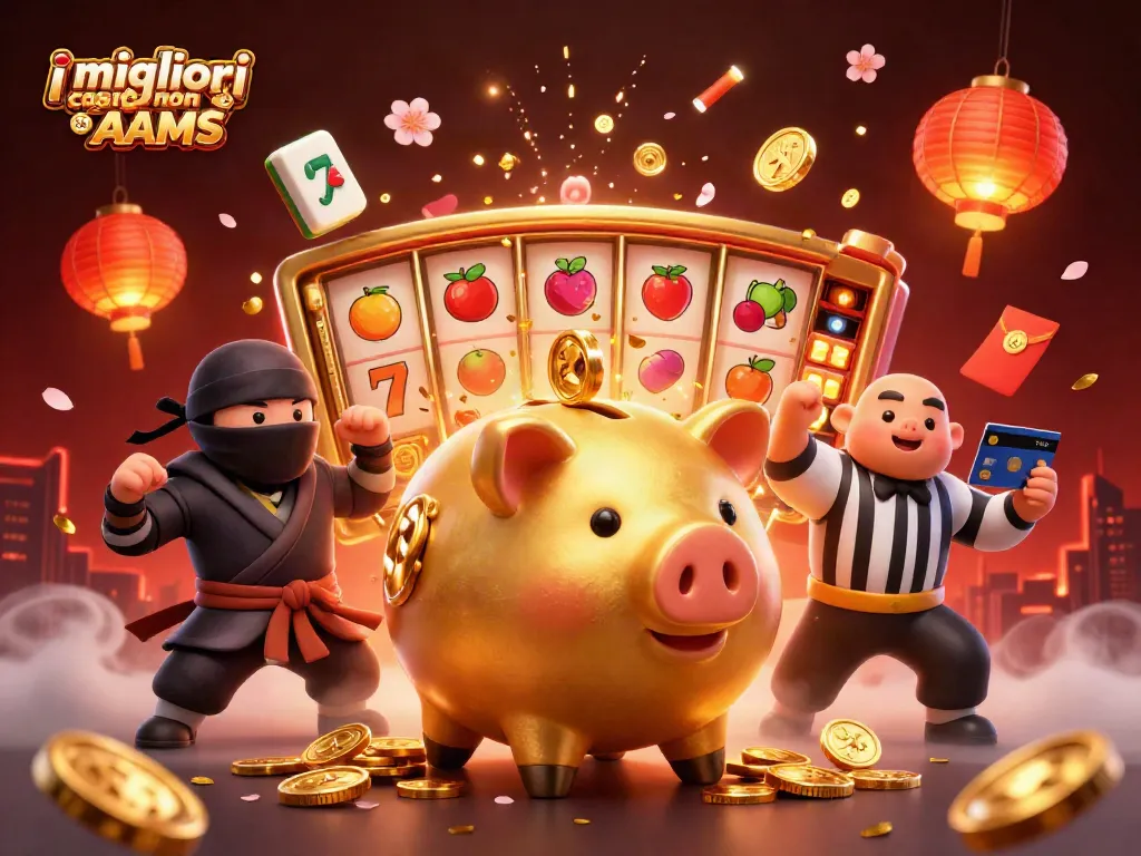 I migliori casino non AAMS offrono opportunità di vincita con slot alte vincite e monete dorate in un'illustrazione accattivante.