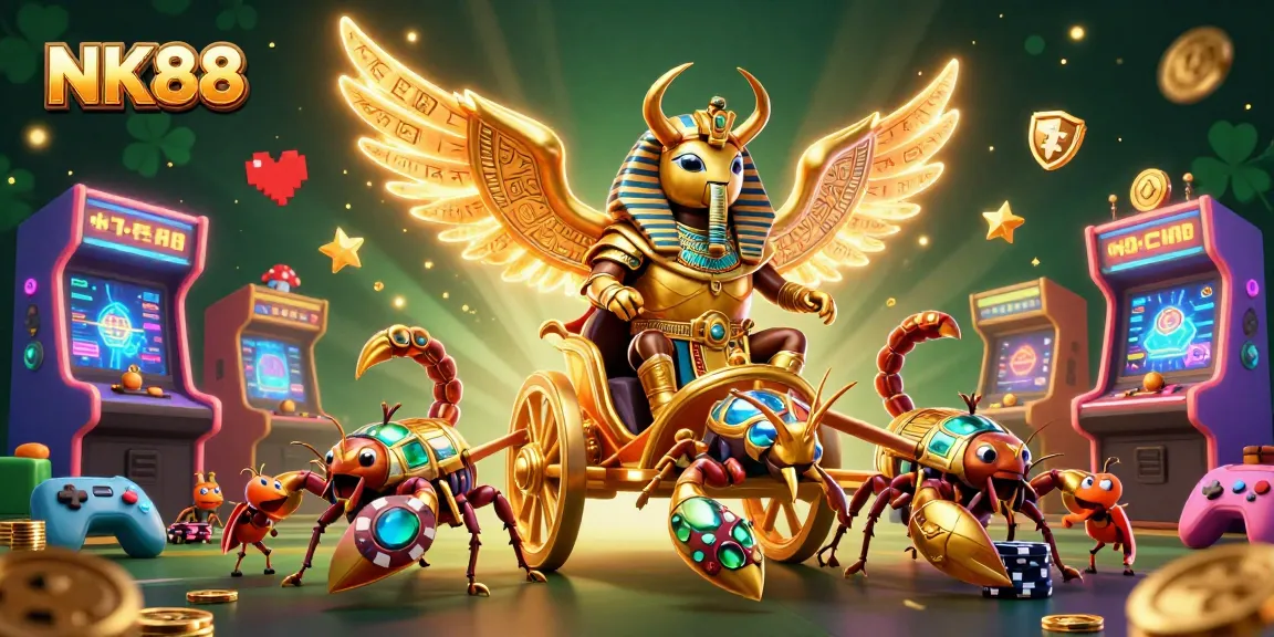 Engage with NK88's vibrant gaming world through this captivating 3D illustration.