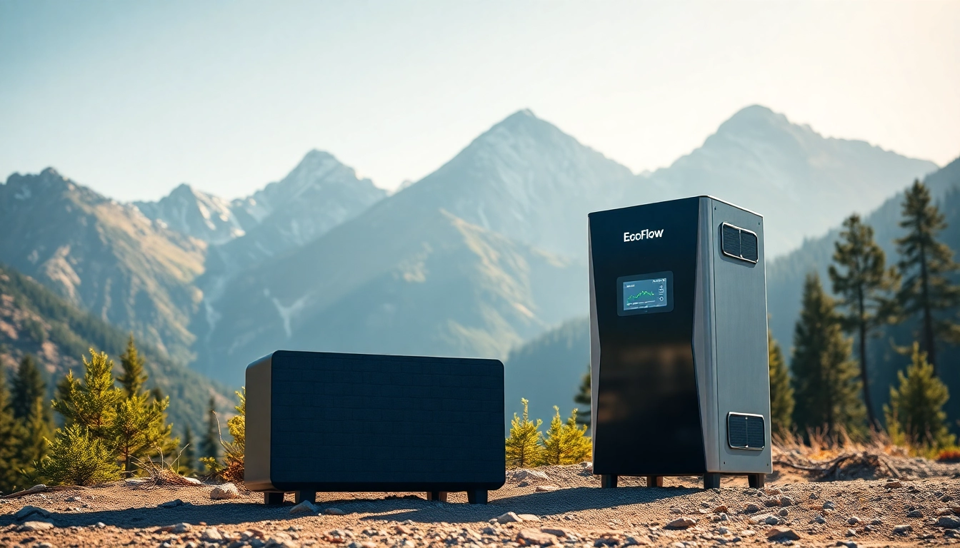 Explore EcoFlow power station against a stunning mountain backdrop.