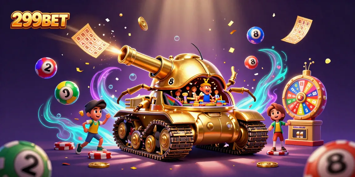 Play exciting games with 299BET's vibrant lottery elements and a unique miniature casino tank.