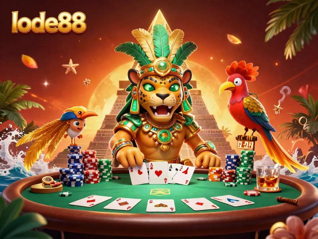 Experience thrilling gameplay with lode88 in this vibrant 3D casino scene filled with poker action.