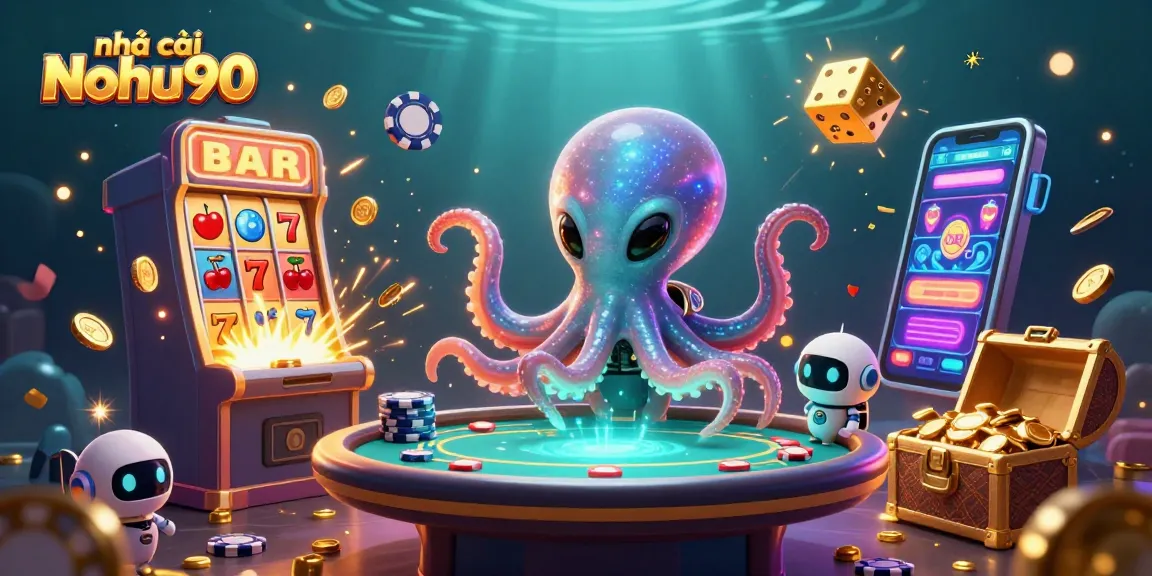 Experience the excitement of nhà cái Nohu90 with an octopus dealer and thrilling casino visuals.