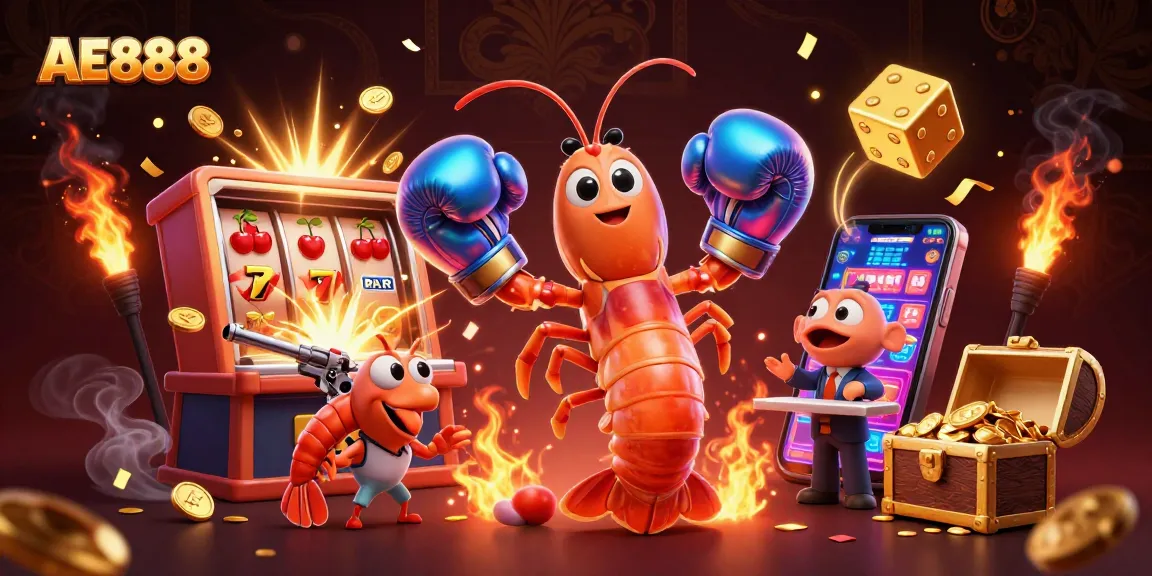 Experience AE888's vibrant gaming scene with exciting characters and casino elements bursting with energy.
