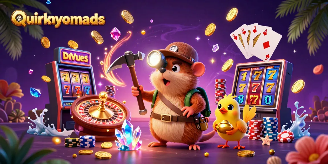 Experience thrilling casino adventures with quirkynomads in this vibrant, animated treasure scene.