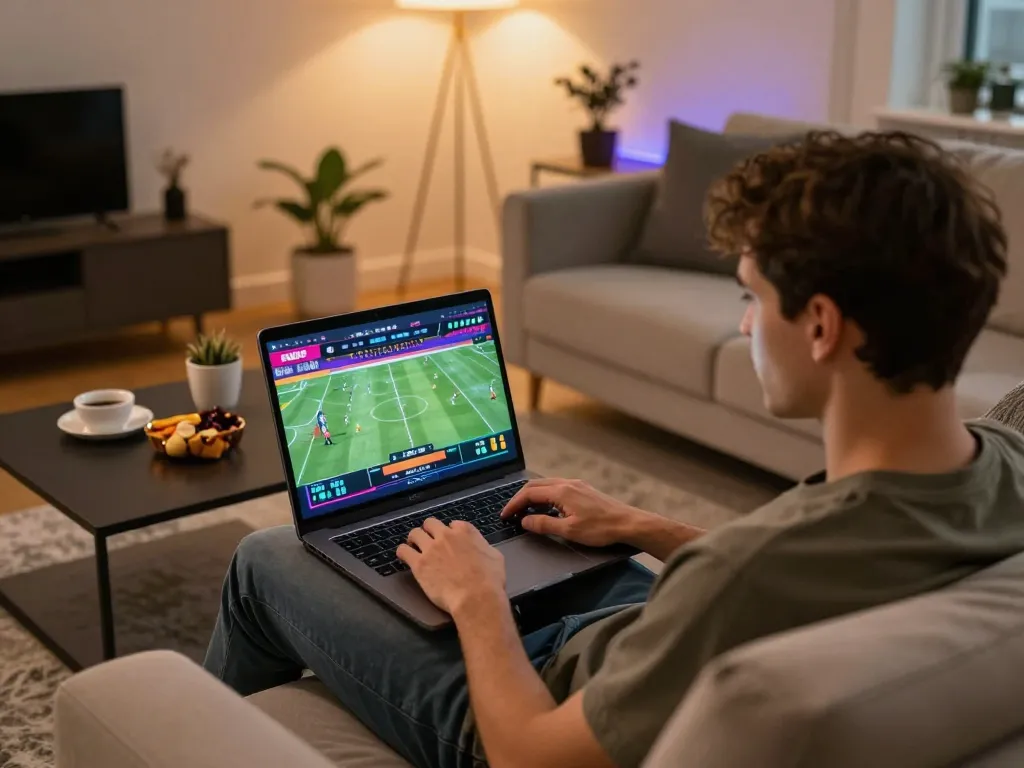 Individual placing live bets on sports events using their laptop on 88aa