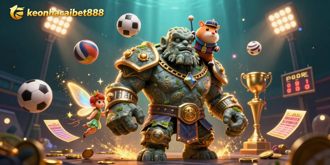 Experience the magic of keonhacaibet888 as you engage with a lively casino scene featuring sports elements and winning moments.