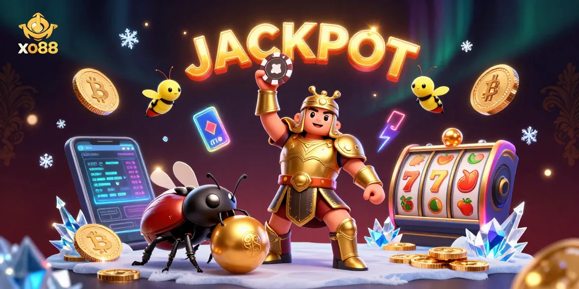 Spin to win big at xo88 with a thrilling jackpot scene featuring 3D characters and vibrant crypto elements