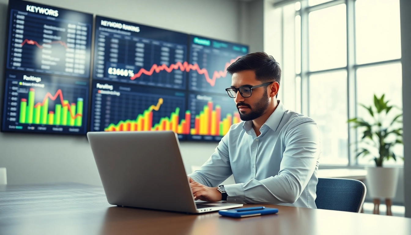 Visualize SEO Rank analysis in a modern workspace with charts and a focused analyst.