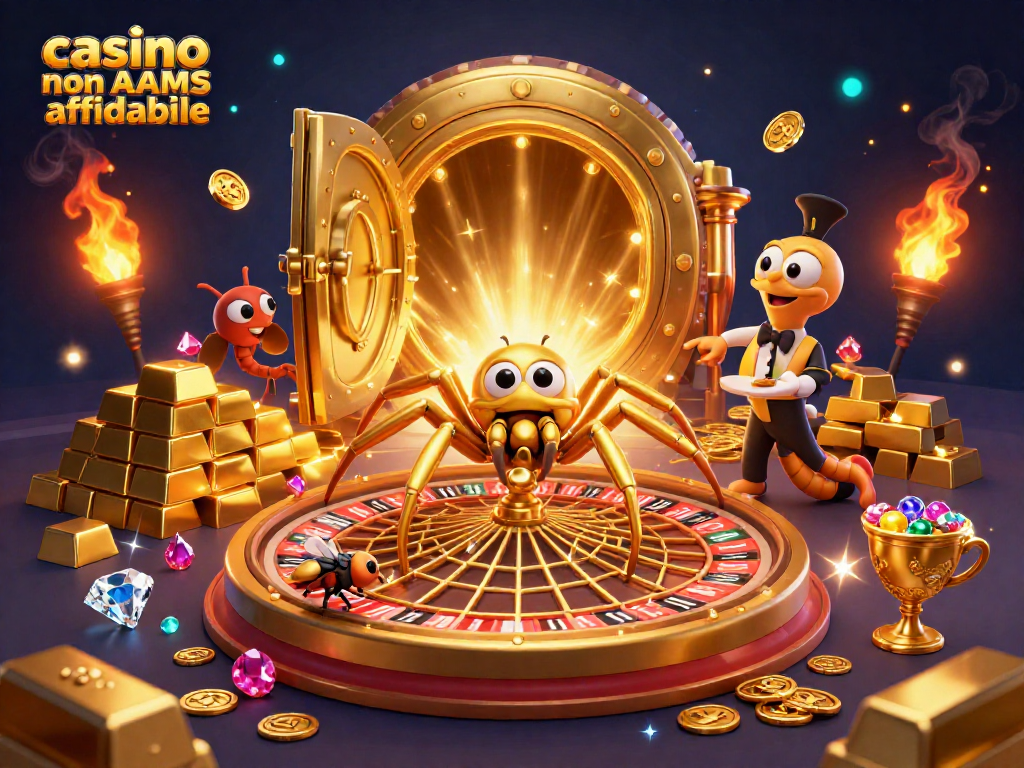 Guarda il gioco emozionante nel casino non AAMS affidabile con ragni d'oro e croupier centopiedi.