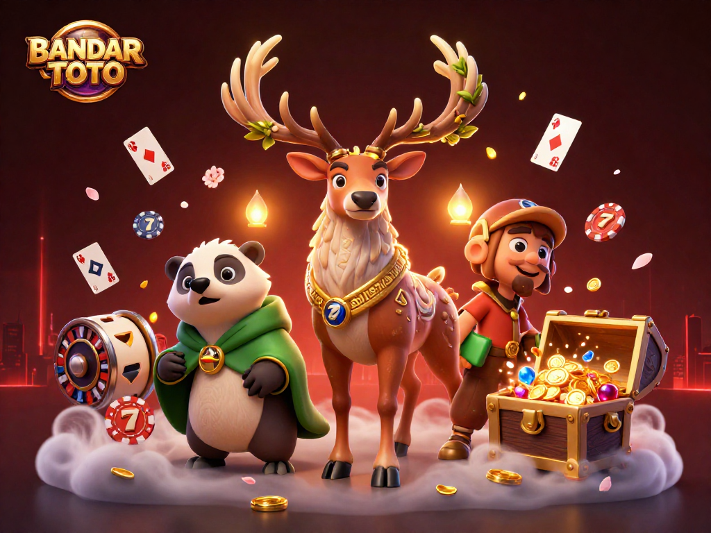 BANDAR TOTO showcases dynamic 3D casino action with symbols of excitement and adventure.