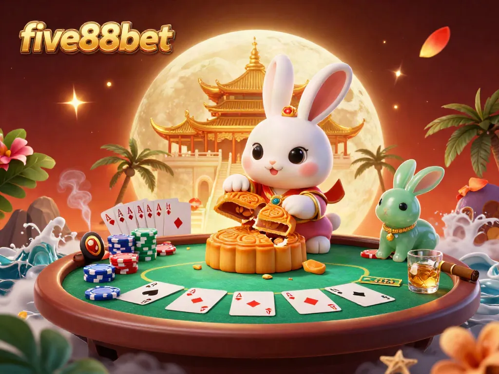 Experience the excitement of five88bet with vibrant poker-themed illustration featuring folklore elements.