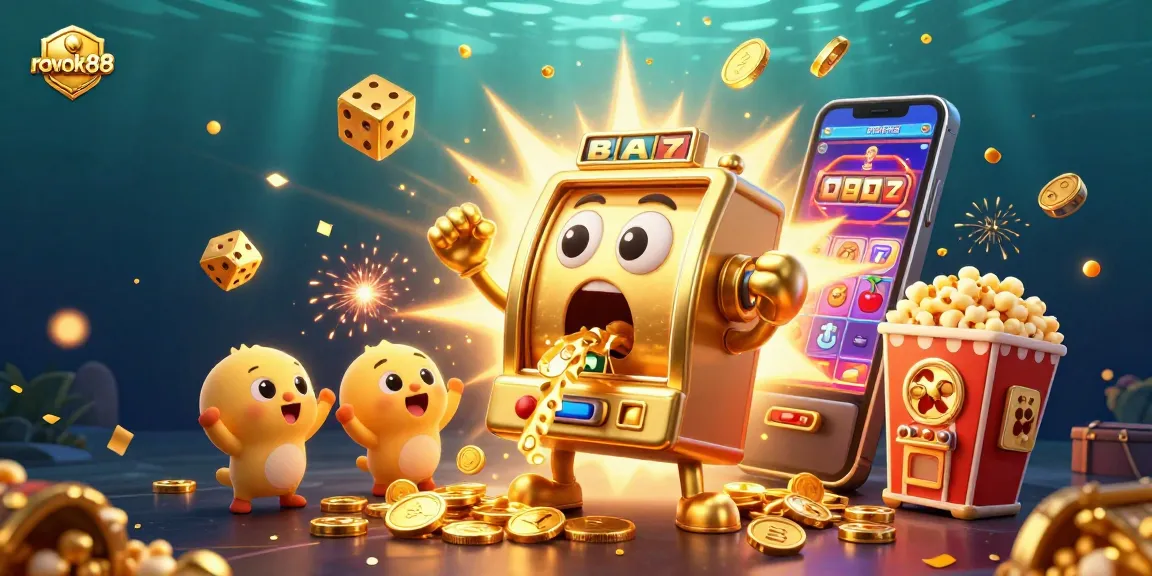 Experience the thrill of rokok88 as the golden slot machine hits a jackpot surrounded by excitement.