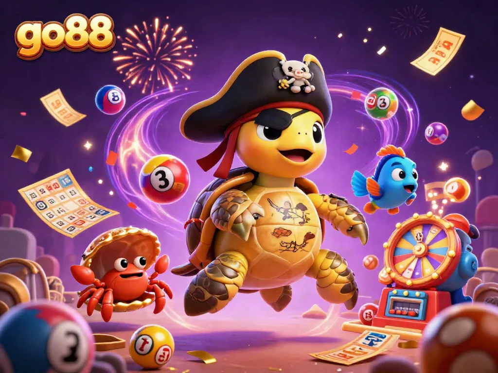 Trải nghiệm chơi game và nhận thưởng tại GO88 với sự xuất hiện của rùa hải tặc độc đáo.