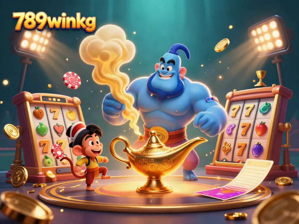 Engage in thrilling jackpots with 789winkg through a magical casino experience featuring a genie and exciting game elements.