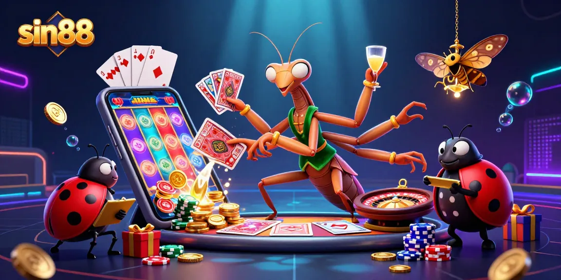 Experience thrilling gameplay with sin88, featuring a card sharp and vibrant casino elements.