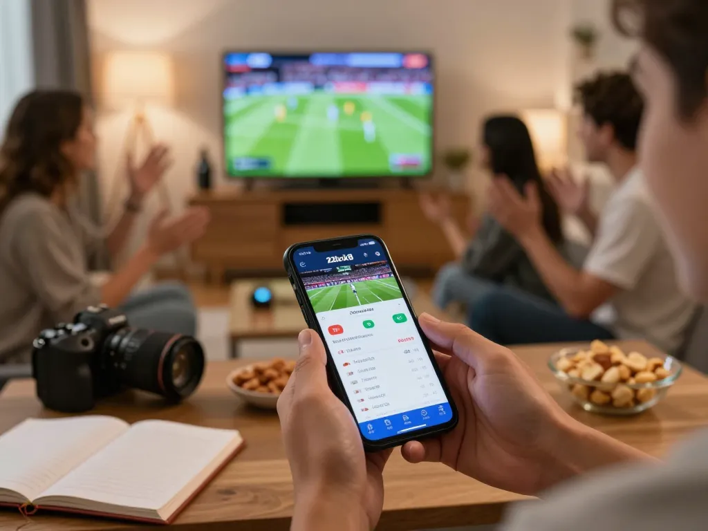Experience the thrill of live sports betting with the 22luck8 app in a cozy setting.