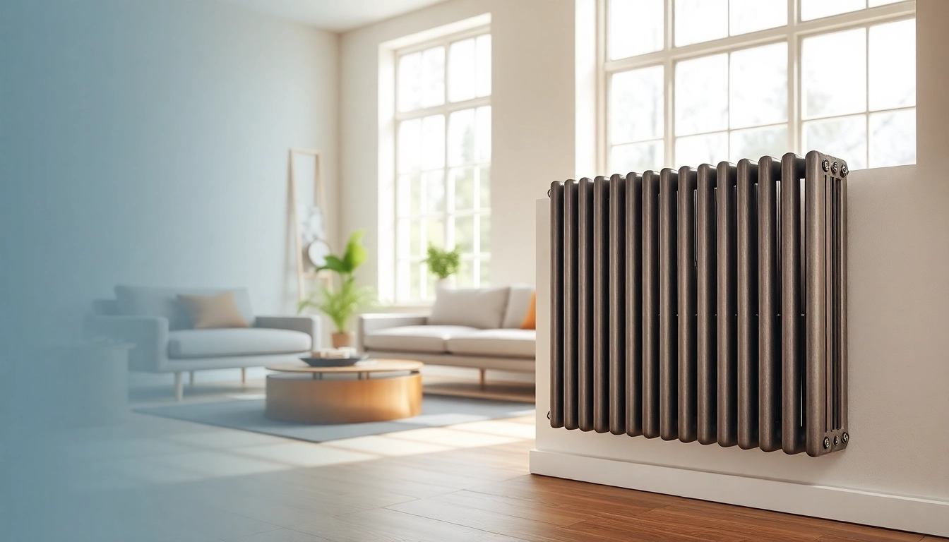 heizkörper kaufen in einem modernen Wohnzimmer mit warmem Licht und stilvollem Design