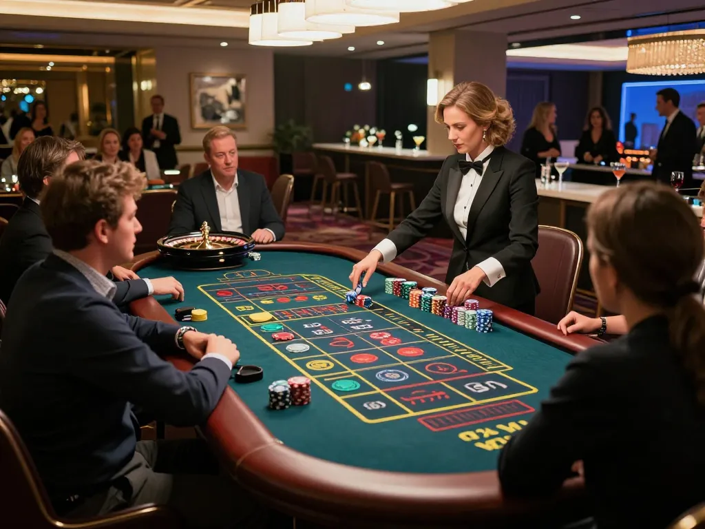 Players engage in a thrilling roulette game at TX88, showcasing dynamic betting action in a luxurious casino.