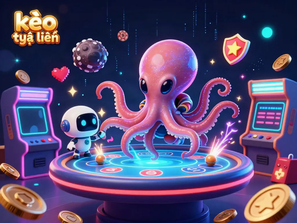 Engage with kèo trực tuyến through an alien octopus leading a thrilling poker match in space.