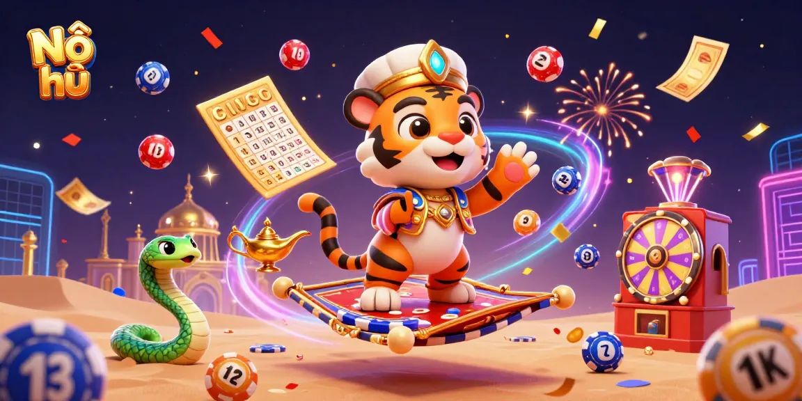 Experience the thrilling game Nổ hũ with vibrant action illustrated in a 3D casino scene featuring a tiger sultan.
