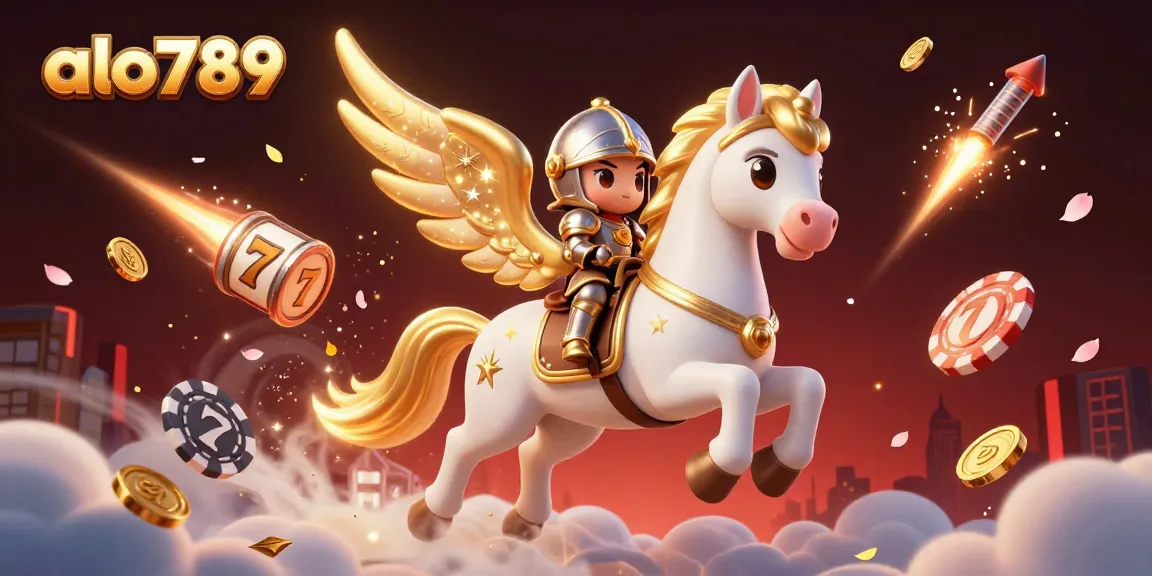 Alo789 captures the excitement of casino adventures with whimsical characters and vibrant elements of slot games.