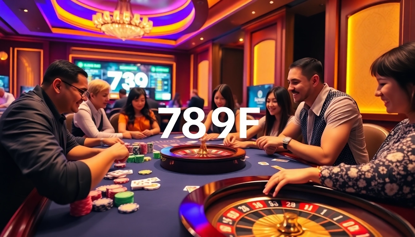 Gamblers enjoying table games at 789f with vibrant chips and a roulette wheel.