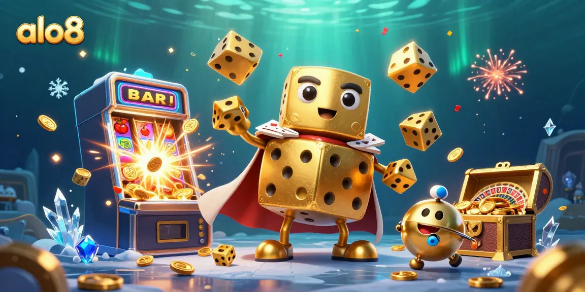 Play casino games with excitement at alo8, featuring golden dice and vibrant jackpots in action.