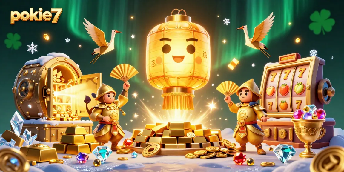 Experience the thrill of pokie7 with vibrant casino elements and rich golden treasures.