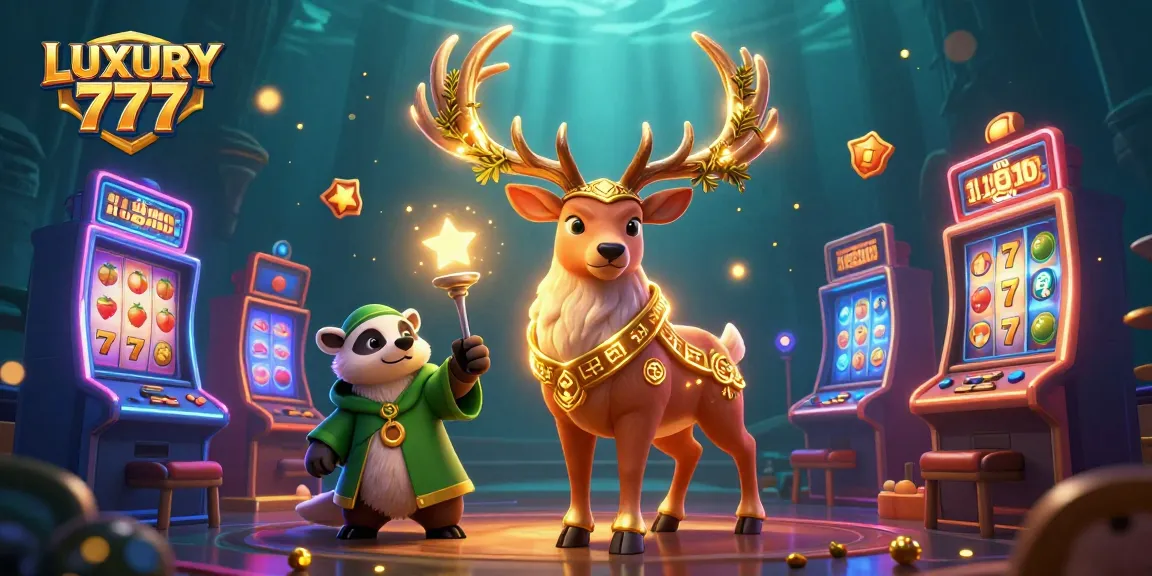 Memenangkan permainan slot di LUXURY 777 dengan ilustrasi 3D menawan dan elemen permainan yang berwarna-warni.