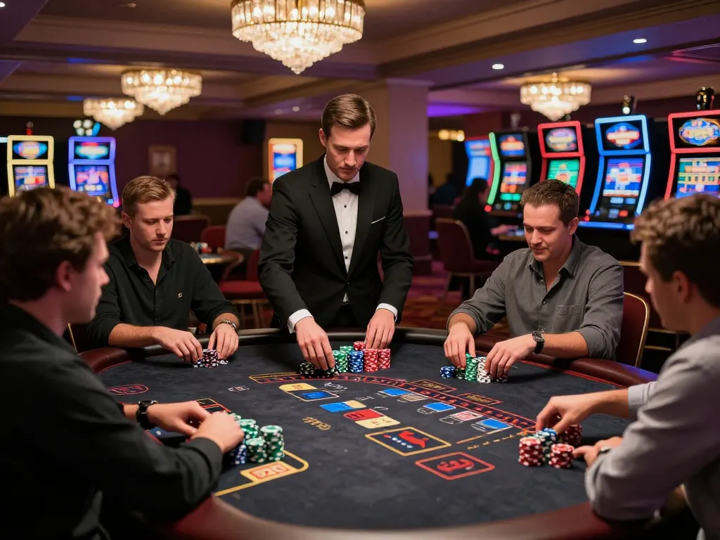 Players enjoying intense gameplay at RIKVIP's live casino blackjack table with professional dealers.