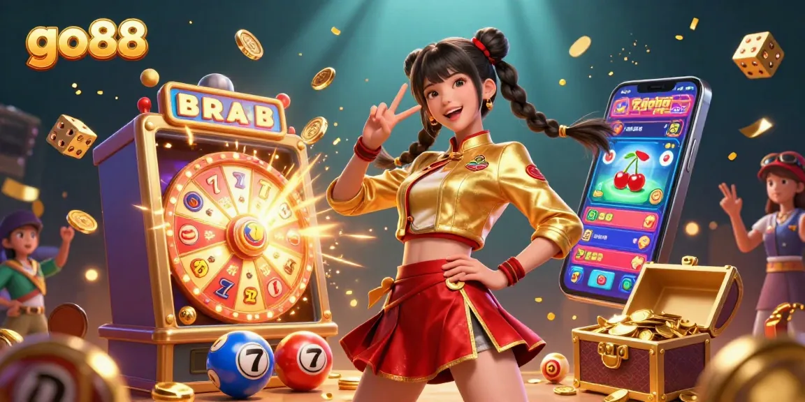 Experience the vibrant go88 gaming universe with stunning visuals and energetic characters in an exciting casino backdrop.