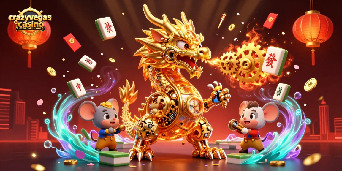 Engage with the crazyvegas casino no deposit bonus codes through this vibrant 3D illustration featuring a golden dragon and rich casino elements.