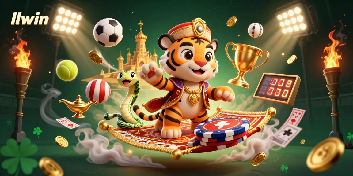 Experience thrilling gaming action at LLWIN with our vibrant casino illustration featuring dynamic elements and characters.