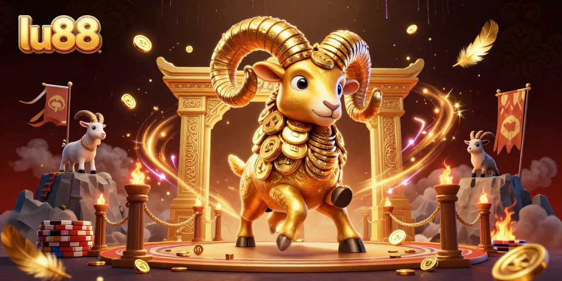 Experience the thrill of the casino with lu88's vibrant 3D rendering of a golden ram charging forward.