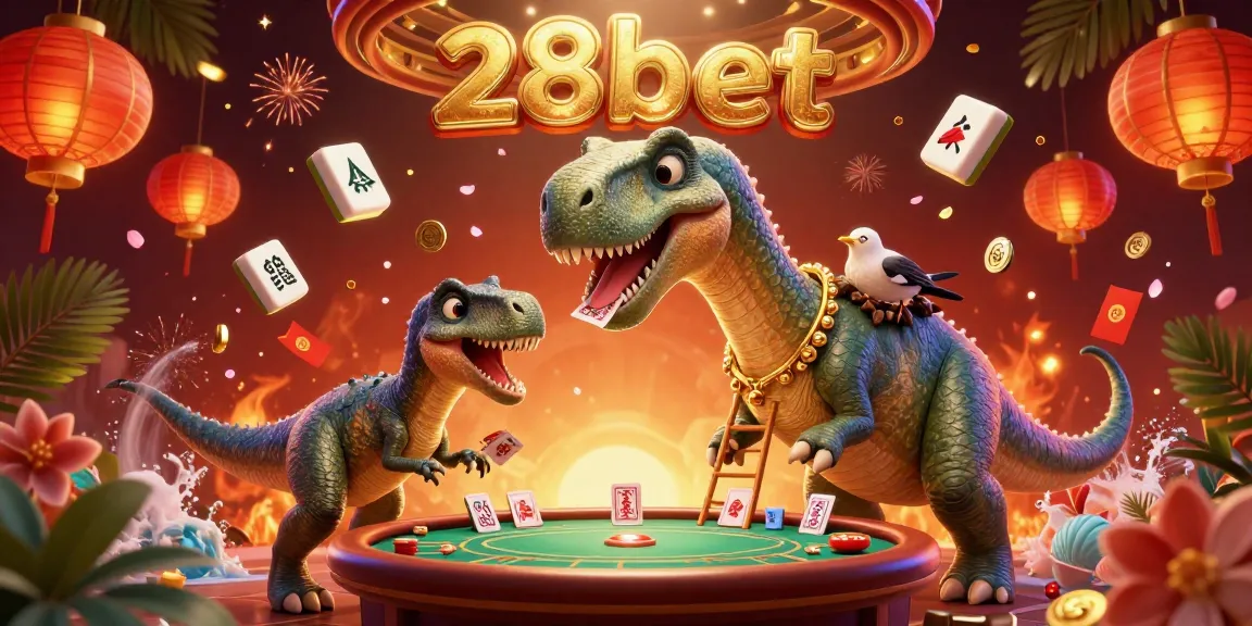 Immerse in the thrilling atmosphere of 28bet with characters in a vibrant casino scene.