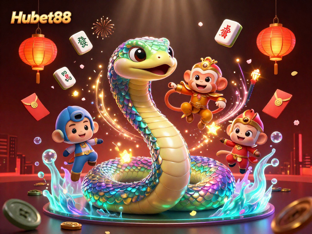 Experience the thrill of Hubet88 with a vibrant 3D illustration showcasing dynamic gaming elements.