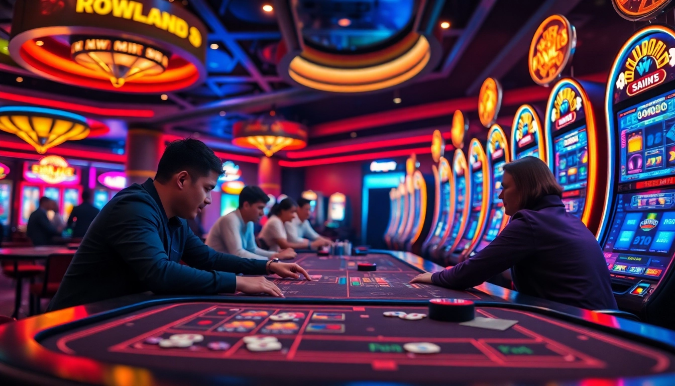 Slot deposit 5000 menarik pada mesin slot di kasino dengan suasana ceria.
