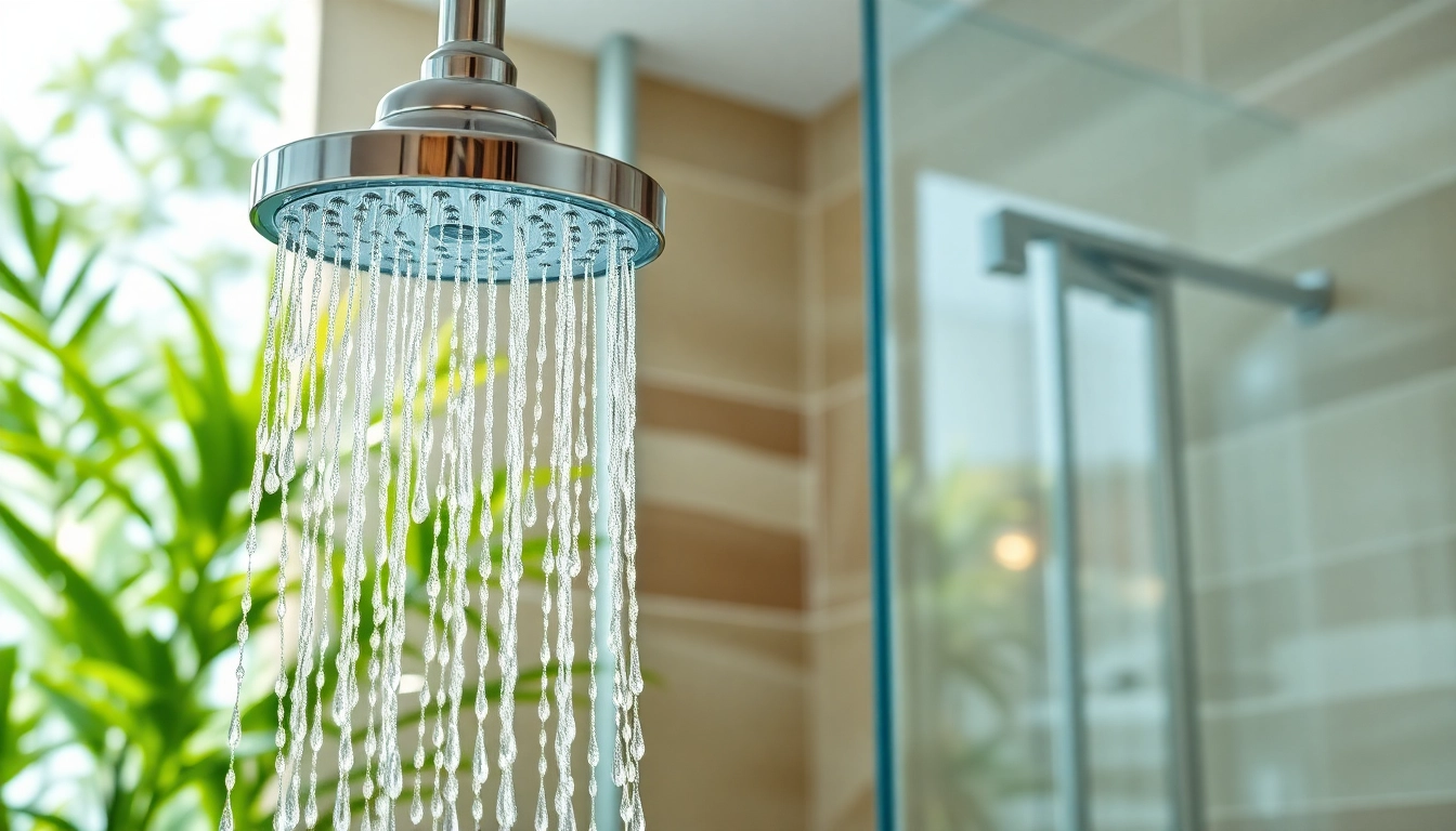 Experience elegant showers with a luxurious glass enclosure and soothing decor.