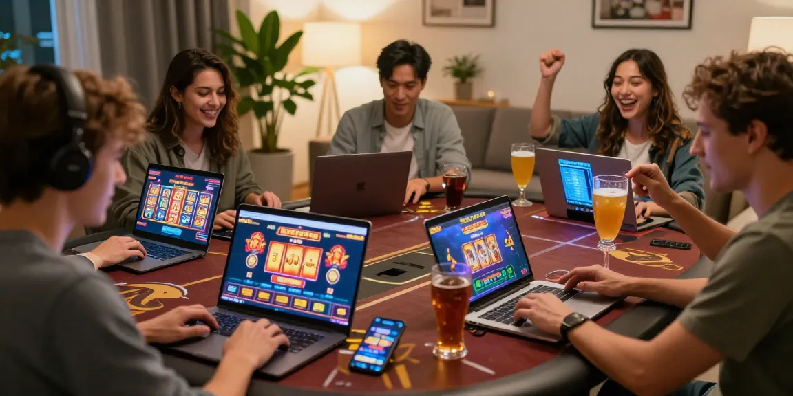 LUCK8 online gaming scene with users enjoying casino games in a lively home setting.