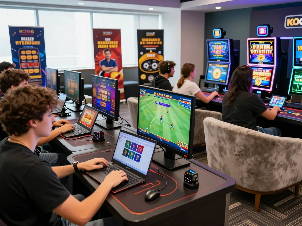 Exciting gaming scene at KO66 showcasing players enjoying online casino experiences with bright visuals and engaging atmosphere.