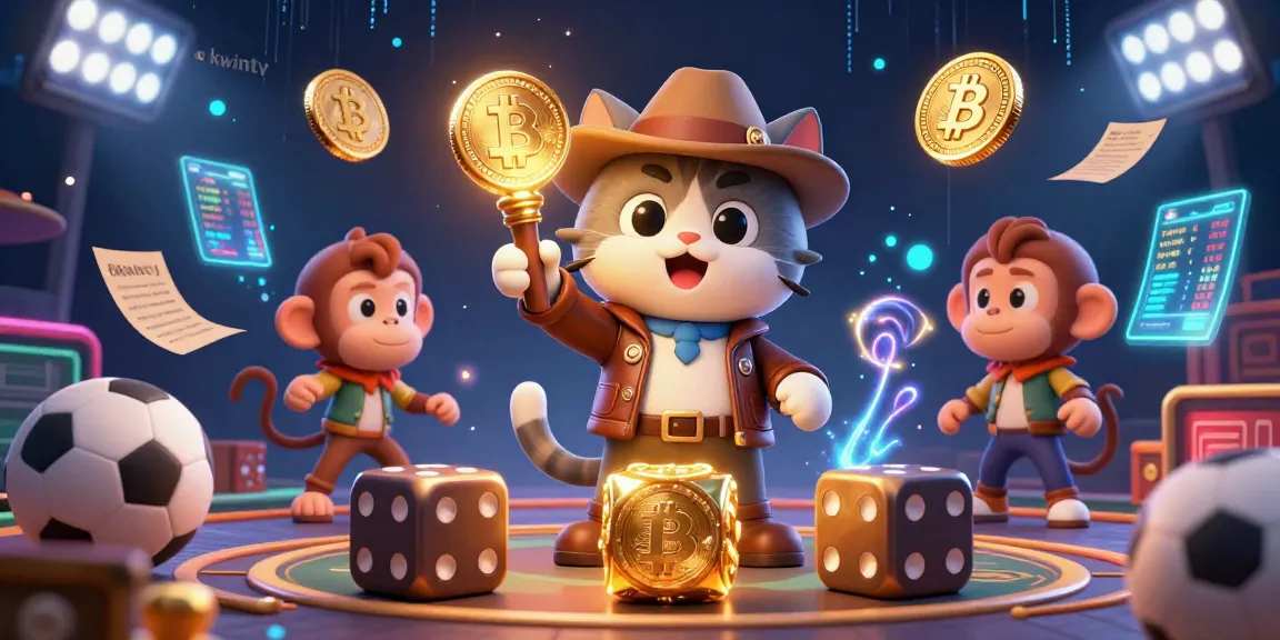 Experience thrilling sports betting action with okwintv in a vibrant, dynamic casino scene featuring cartoon characters and neon elements.